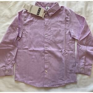 Ochenta Oxford Shirt Boy's 6/7 Purple Long Sleeve Button Up Front Pocket